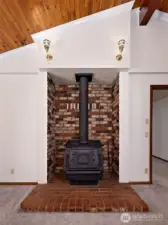 Woodstove in great room.
