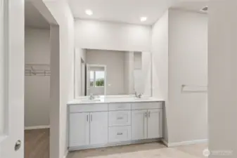 Primary Bathroom double vanity.