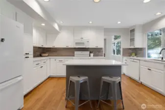 Kitchen is spacious and roomy for all the chefs.