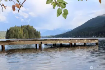 View of dock from private beach.
