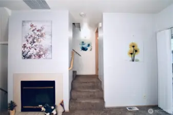 Living Area - Stairway to Half Bath Main Level & Bedrooms on Upper Level