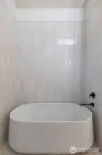 Free standing soaking tub. Model home and representative of this home type. Actual home may vary.