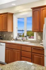 View of Puget Sound from kitchen window