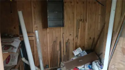 Picture of the inside of the storage shed.