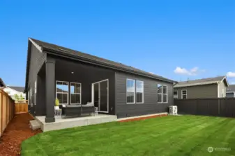 Covered patio and backyard