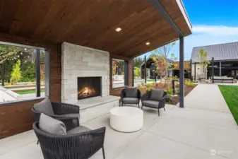 Exterior fireplace sitting area