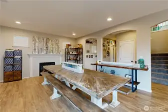 archways and gas fireplace