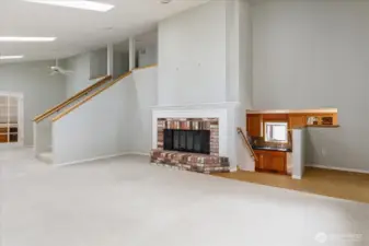Wood burning fireplace in main living room