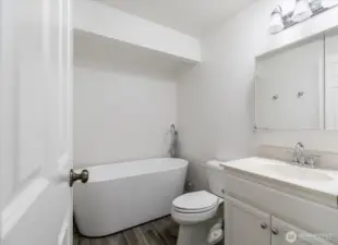 Hall bathroom with soaking tub