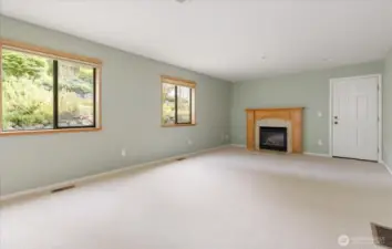 Natural gas fireplace in bonus room