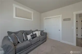The hallway leads to the first bedroom on the left.