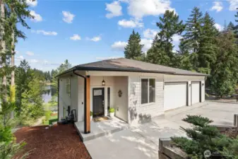 Front of home and lake