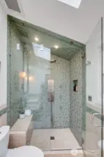 Tile and glass steam shower