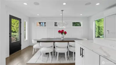 Formal dining room can accommodate large or small groups and is a great place to connect over meals.