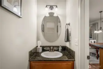 Main-level powder bath for guests