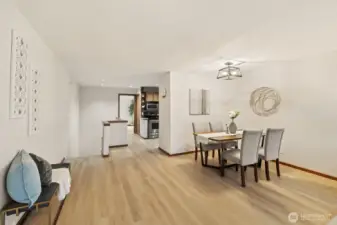 No cramped dining space here - dinner parties are a delight in the open, spacious dining area.