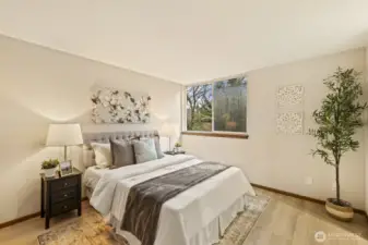 The primary suite is conveniently located on the main level.