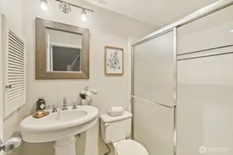 3/4 bathroom on the lower level.