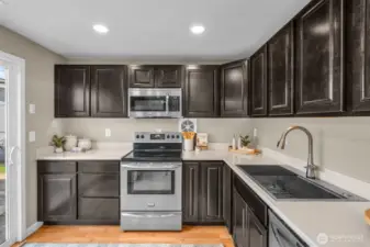 Large, updated kitchen with lots of storage space.