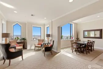 he large Party room for events and views of the Water and the mountains.