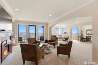 he large Party room for events and views of the Water and the mountains.