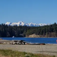 Olympia Mountains viewed from the spit