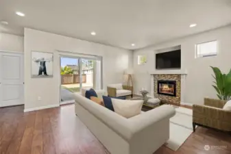 Living room, virtually staged