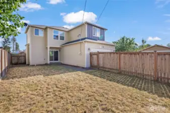 Fully fenced back yard