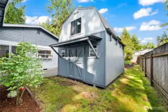 Large shed with loft can be a man cave, she shed, playhouse,  storage, or whatever you can imagine.