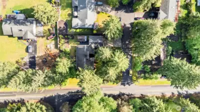 The neighborhood is lush, green, and clean.