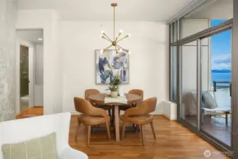 Lovely dining area opens to the deck