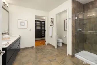 Pretty separate, walk in shower