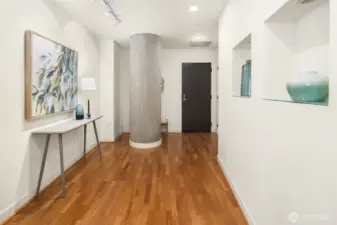 Entryway has an office area, hall closet and nooks to display your art