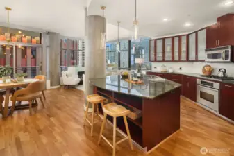 Gleaming, newly refinished hardwood floors