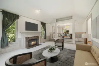 Virtually staged Living Room and Dining room