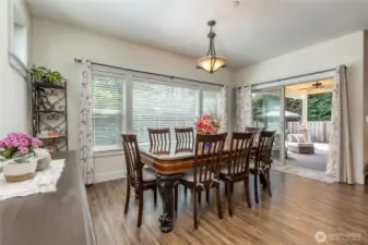 Large dining area with slider to the covered back patio