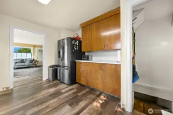 Kitchen with entry to Living Room and stairway to Basement