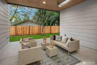 Secluded outdoor covered living area