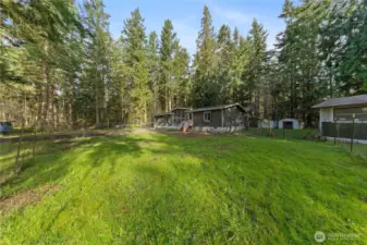 Lots of green space for chickens, goats- pets!