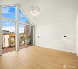 beautiful primary suite with vaulted ceilings