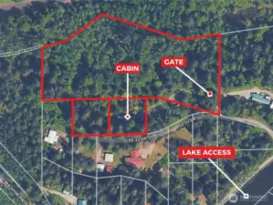 Overhead view with approximate boundaries in red.