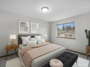 Bedroom number# 3 King-sized bedroom office impressive scale and comfort. Brand new carpet, with a window that lets in plenty of natural light. VIRTUALLY STAGGED.