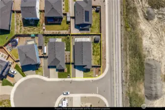 This amazing home, with a corner lot, is outlined in yellow.