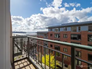 The corners of the main living area and balcony offer views of the sound and mountains.... the perfect place to enjoy your morning beverage....