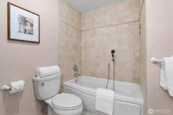 Full bath upstairs has a separate shower and tub.