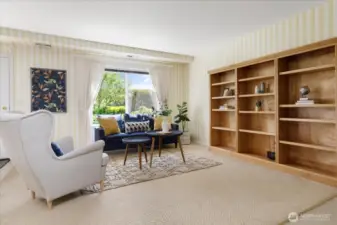The welcoming lower level family room offers ample light filled space to relax.