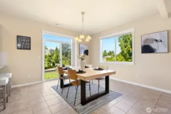 Large dining room has plenty of room for everyone.