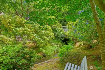 Bench seating to sit and enjoy the creek