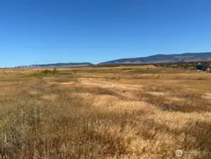 Non magnified picture of lot shot north toward wind mills.