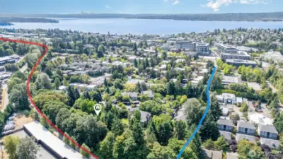 Red line highlights the Cross Kirkland Corridor.